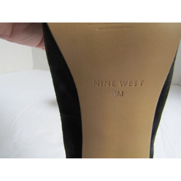 Nine West Black Suede Heels Beaded With Box Womens Size 6 - Picture 9 of 11